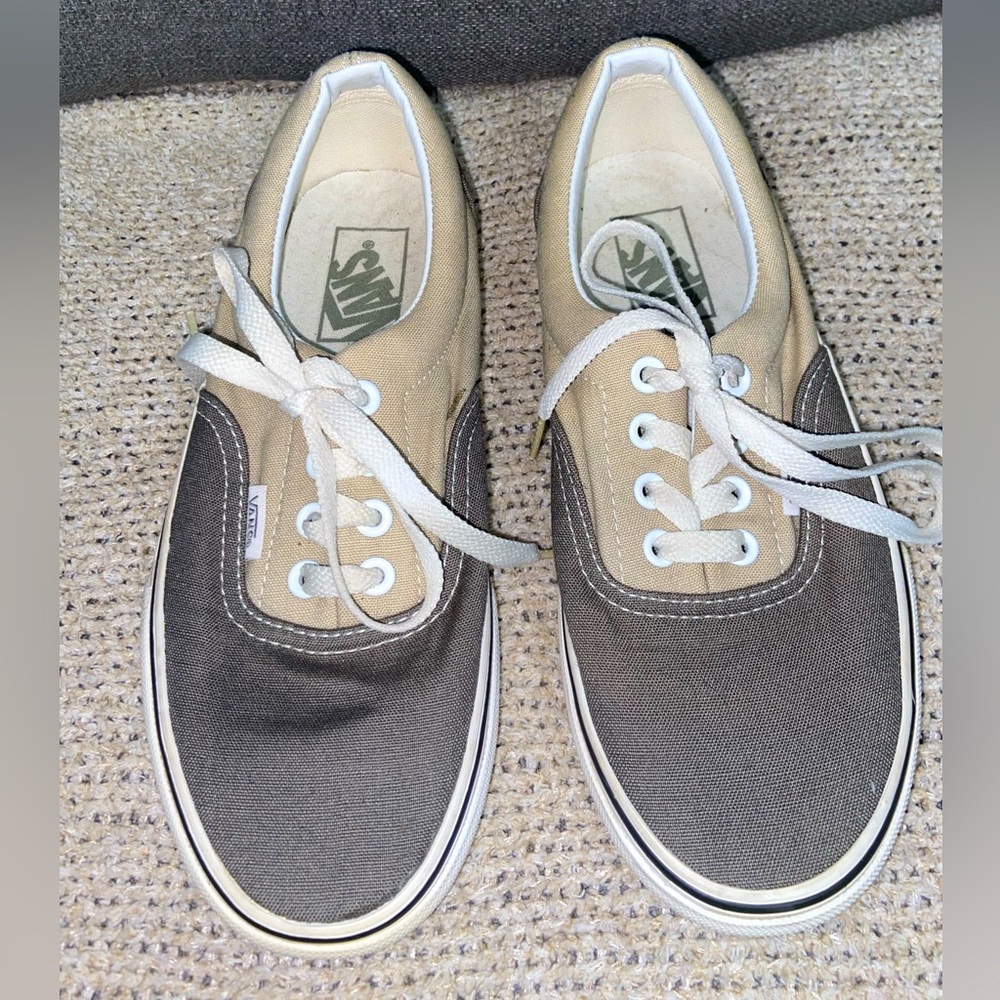 Vans Tan Gray Colorblock Classic Lace Up Sneakers